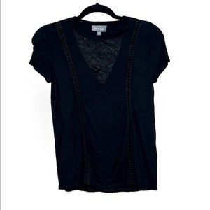 ModCloth Black Tee with Lace Embellishment